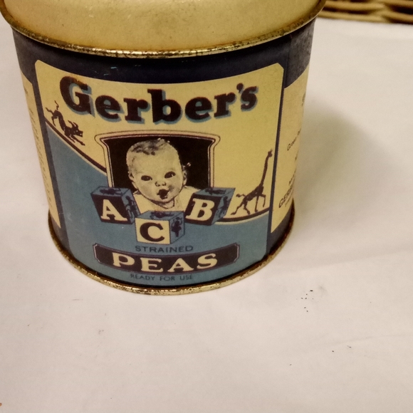 Vintage Bristolware Gerber's Peas Tin Metal Can Gift or Storage - Picture 4 of 7